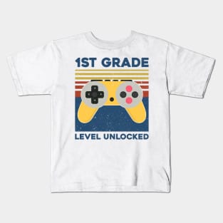 Kids 1st Grade Level Unlocked Back To School Video Gamer Kids T-Shirt